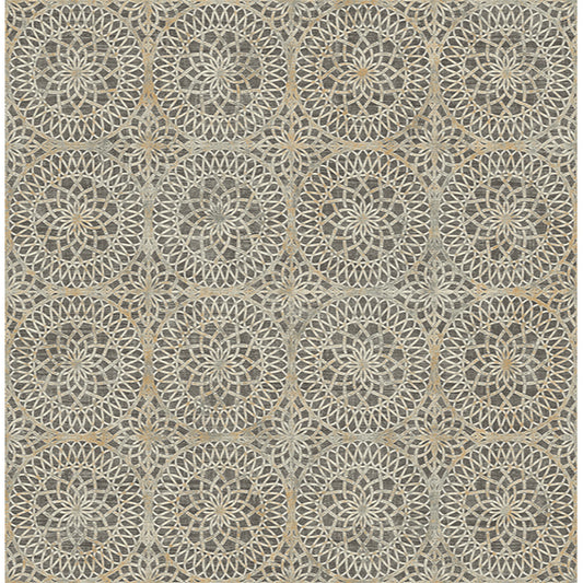 Order PS40806 Palm Springs Twist Brown Medallion Kenneth James Wallpaper