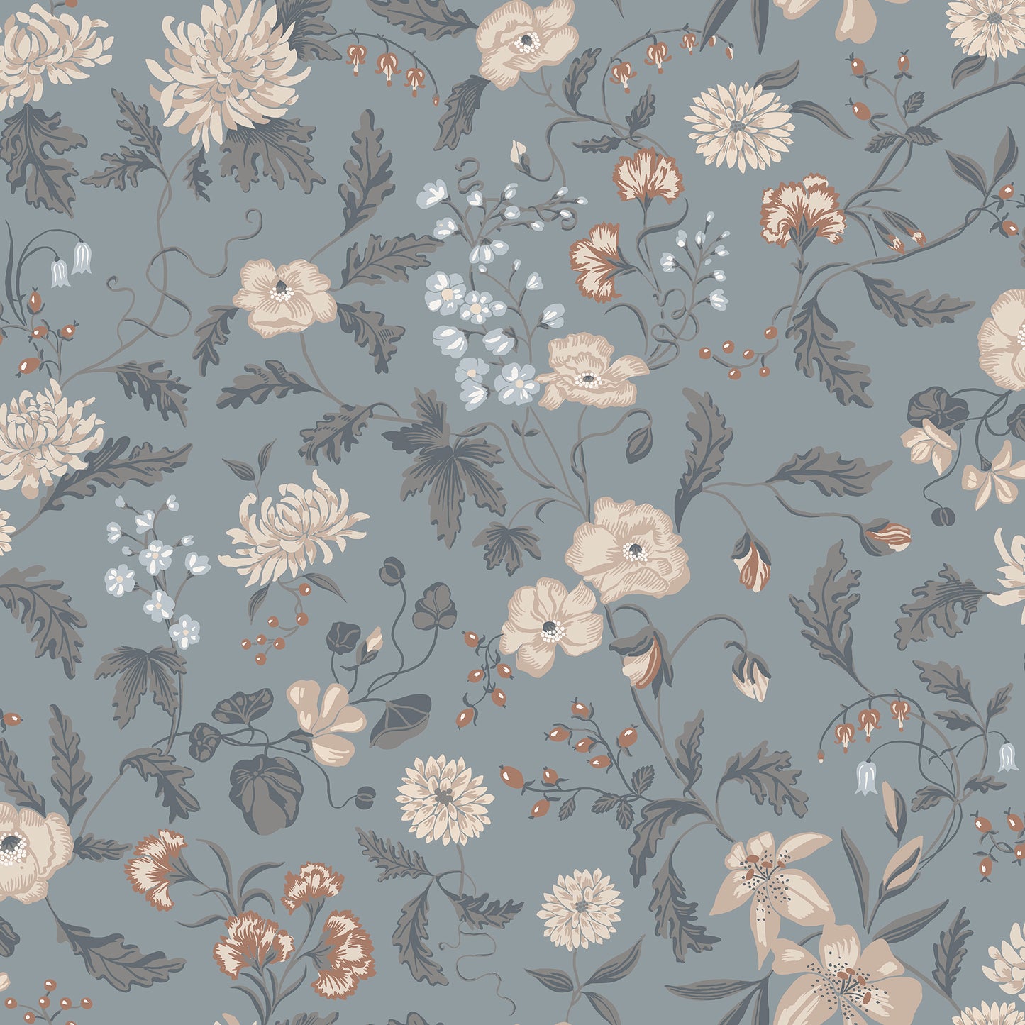 S10165 Till Karin folklore blue, Huset i Solen by Sandberg Wallpaper