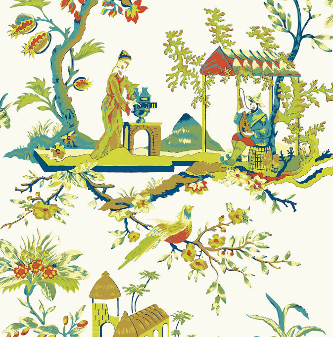 Buy Scalamandre Wallpaper Pattern Sc 0011Wp81212 Name Ch'In Ling Multicolor On Ivory Bird Wallpaper