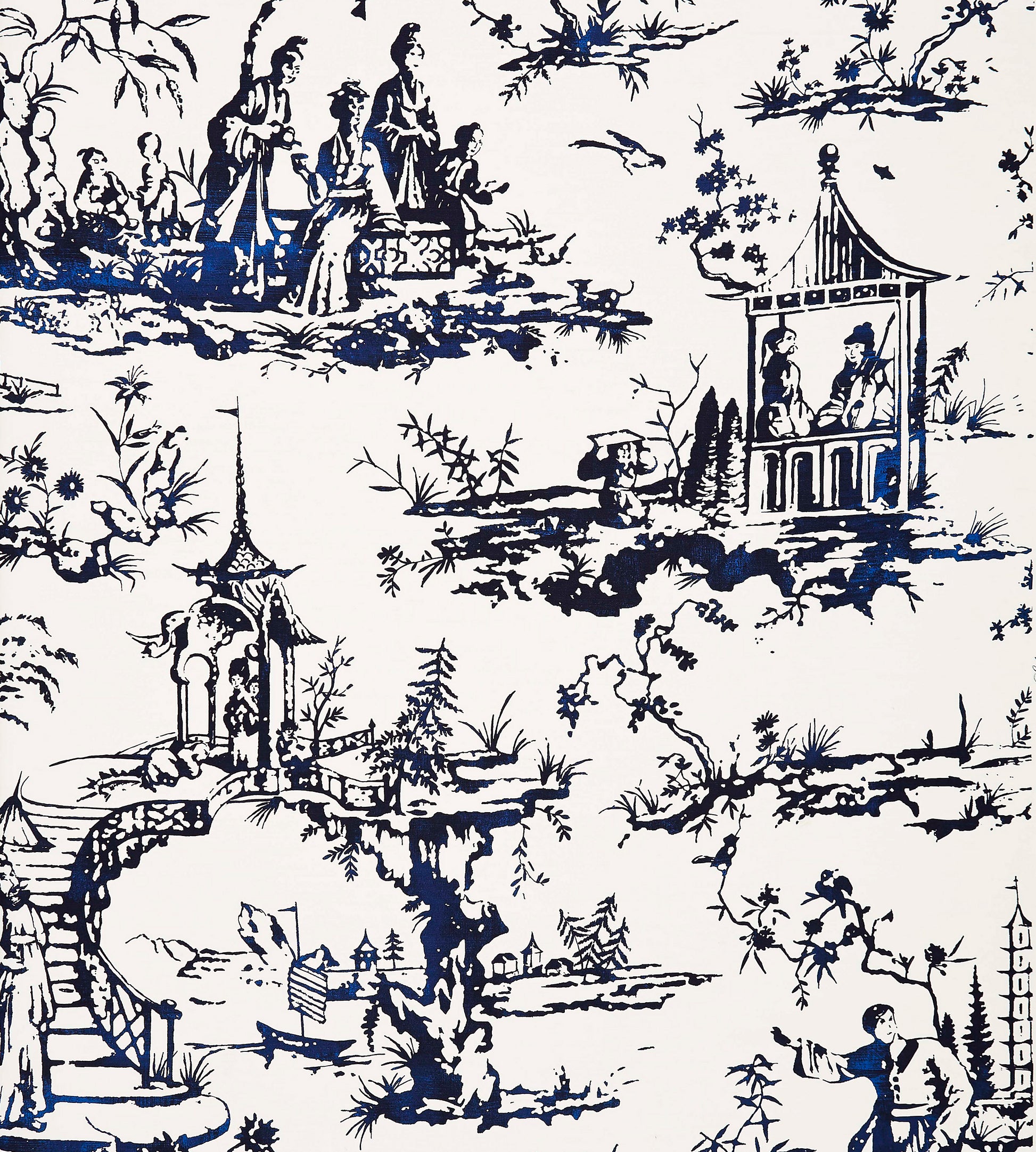 Acquire Scalamandre Wallpaper Pattern Sc 0001Wp88357 Name Summer Palace Porcelain Chinoiserie|Scenic|Toile Wallpaper