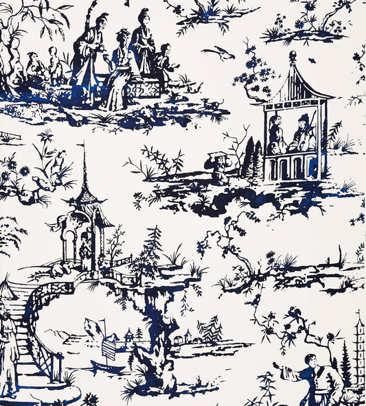Acquire Scalamandre Wallpaper Pattern Sc 0001Wp88357 Name Summer Palace Porcelain Chinoiserie|Scenic|Toile Wallpaper