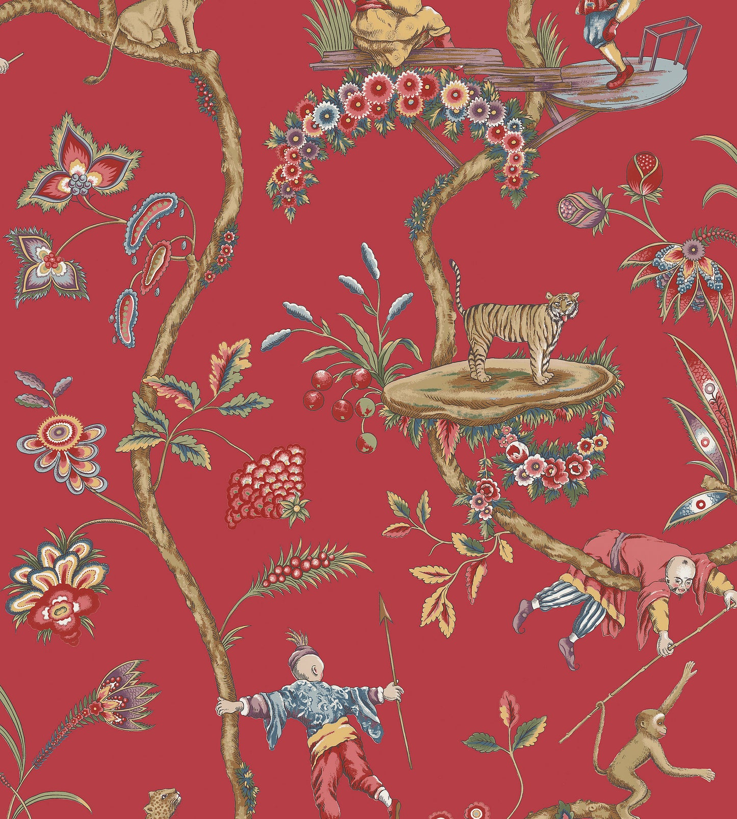 Purchase Scalamandre Wallpaper Pattern Sc 0002Wp81547 Name Chinoise Exotique Tomato Bird Wallpaper
