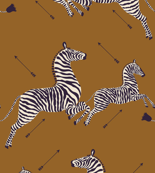 Save Scalamandre Wallpaper Pattern Sc 0003Wp81388Mv Name Zebras - Vinyl Safari Brown Bird Wallpaper