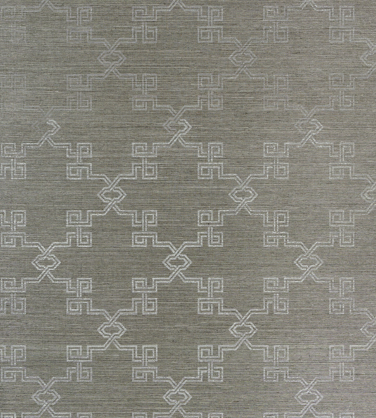 View Scalamandre Wallpaper Pattern Sc 0004Wp88374 Name Suzhou Lattice Sisal Silver On Pewter Chinoiserie|Fretwork Wallpaper