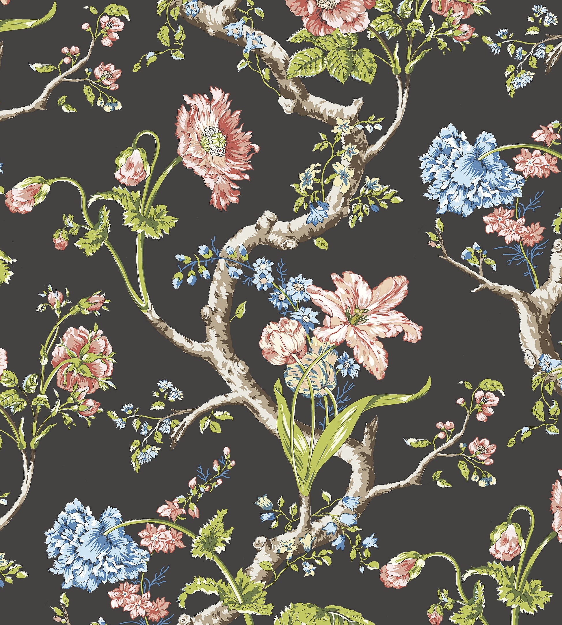 Buy Scalamandre Wallpaper Pattern Sc 0004Wp88432 Name Andrew Jackson Floral Noir Botanical Wallpaper