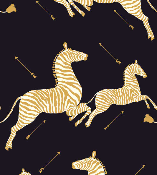 View Scalamandre Wallpaper Pattern Sc 0005Wp81388Mv Name Zebras - Vinyl Black Bird Wallpaper