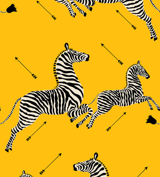Shop Scalamandre Wallpaper Pattern Sc 0006Wp81388Mv Name Zebras - Vinyl Yellow Bird Wallpaper