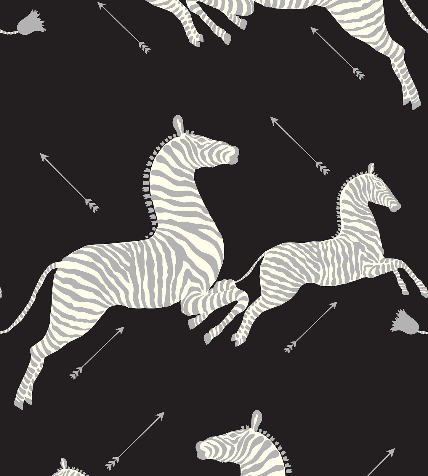 Looking Scalamandre Wallpaper Pattern Sc 0009Wp81388Mv Name Zebras - Vinyl Black & Silver Bird Wallpaper