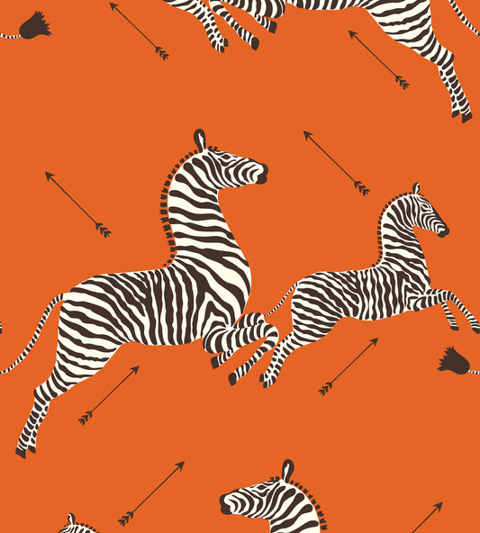 Find Scalamandre Wallpaper Pattern Sc 0012Wp81388Mv Name Zebras - Vinyl Orange Bird Wallpaper