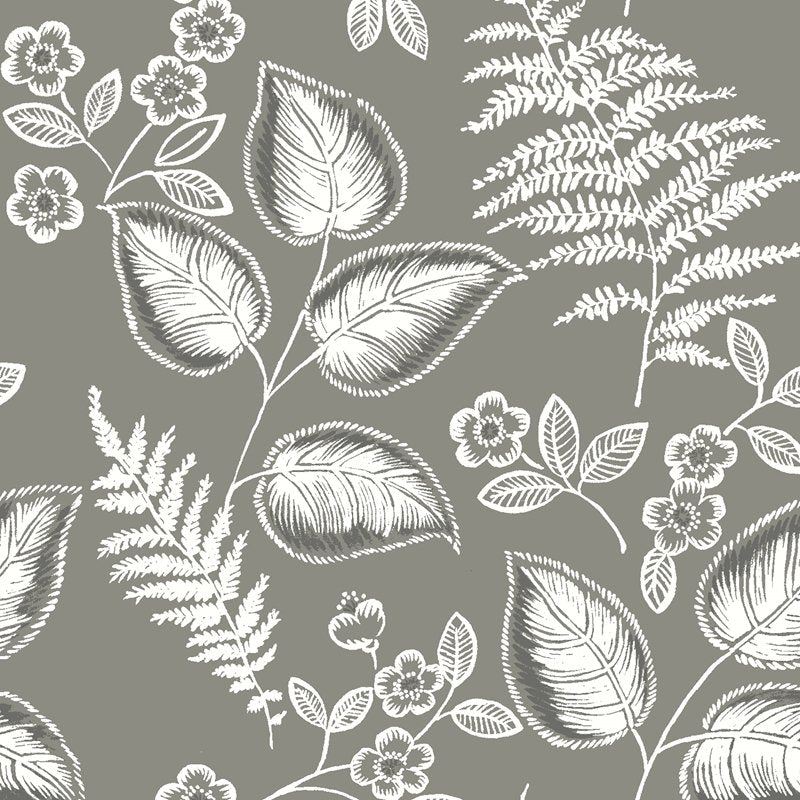 Acquire NUS3143 Grey Foliage Botanical Peel and Stick by Wallpaper