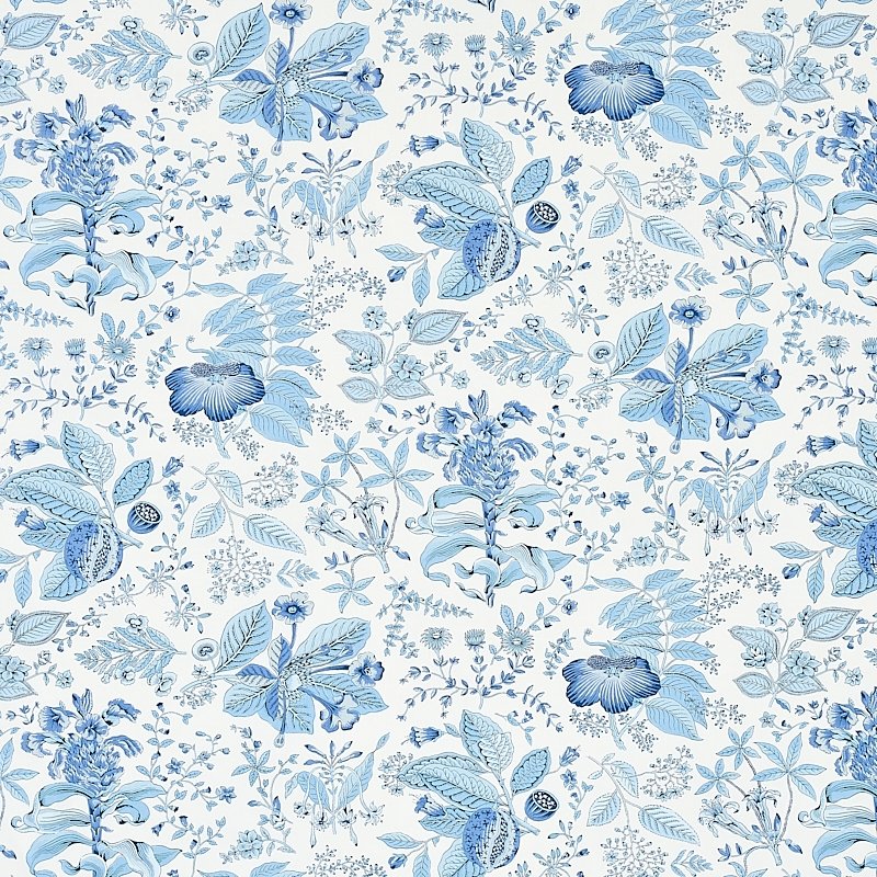 Purchase sample of 178124 Pomegranate Botanical, Blue by Schumacher Fabric