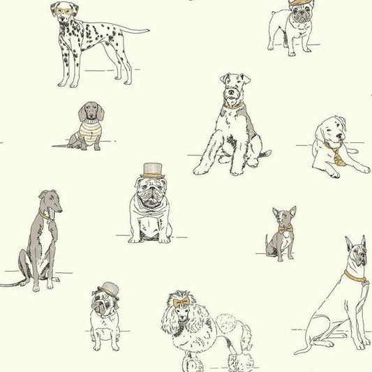 Purchase AF1938 Ashford Toiles Dog's Life  color silver Animals Ashford House Wallpaper