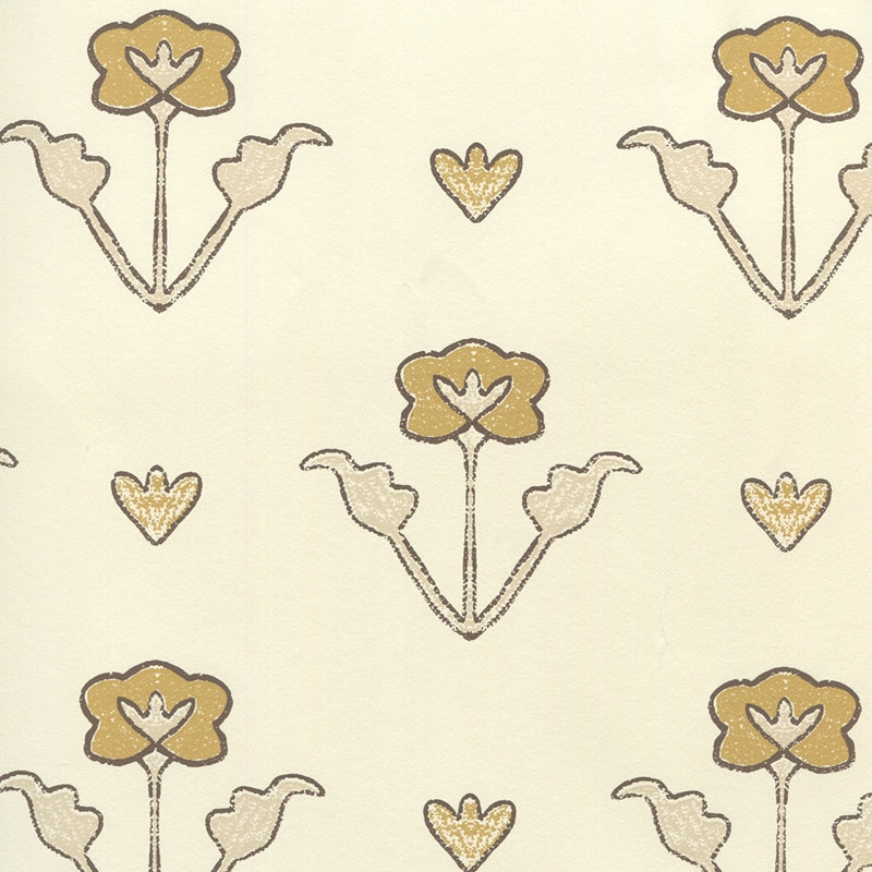 Select HC1995W-01OWP Clementine All Over Camel Beige Brown On Off White by Quadrille Wallpaper