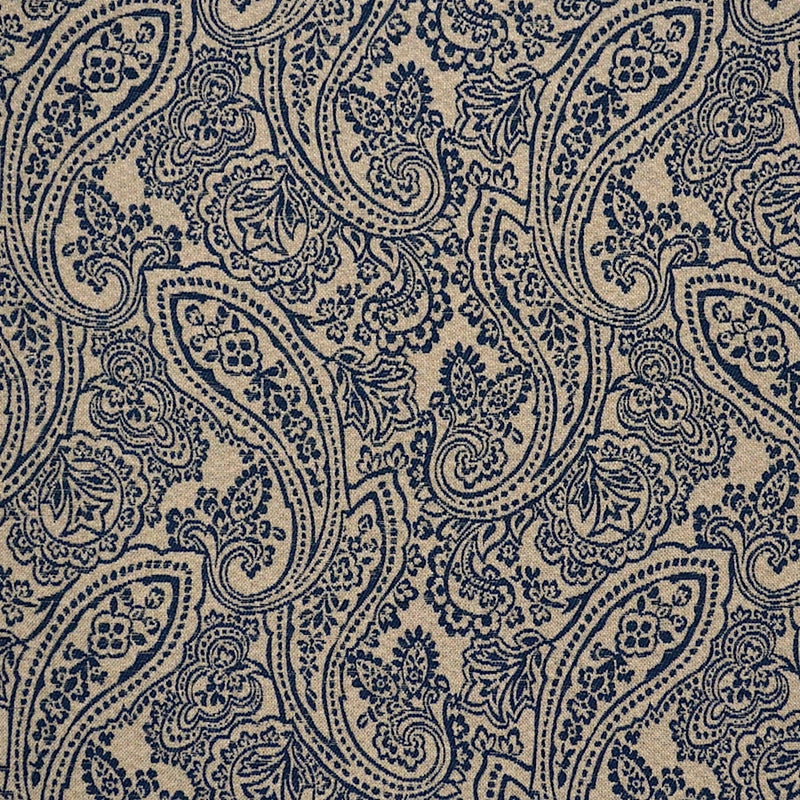 Sample 8316 Ponsell Navy, Blue Paisley Multipurpose Magnolia Fabric