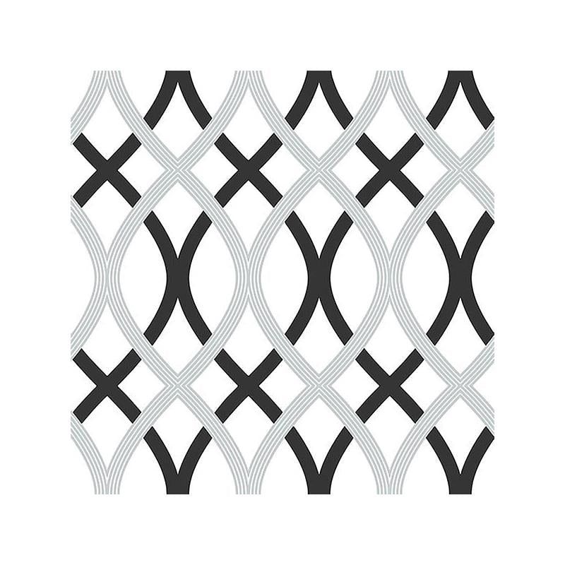 Sample NU1658 Black and Silver Lattice Peel And Stick Wallpaper by NuWallpaper