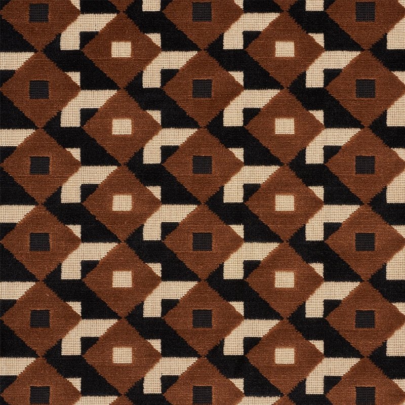 Purchase sample of 77242 Dazzle Ship Velvet, Brown & Black by Schumacher Fabric