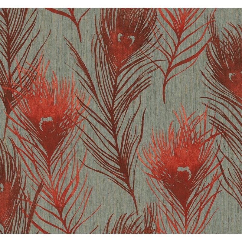 Sample Carl Robinson  CB10101, Arnott color Red  Feathers Wallpaper