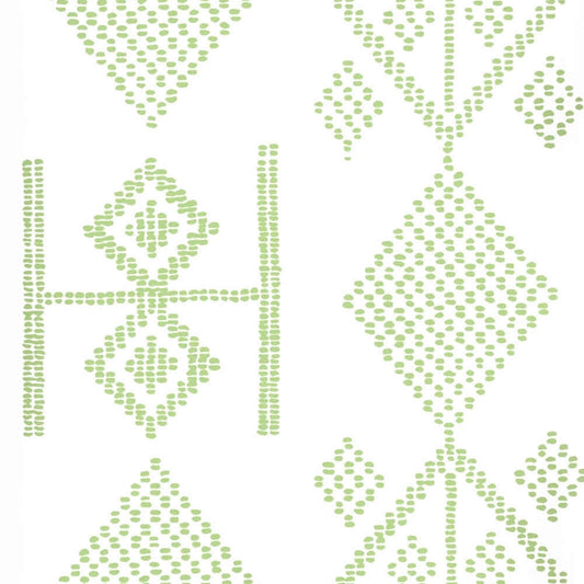 Select AP890-06AWP Vacances Jungle Green on Almost White by Quadrille Wallpaper