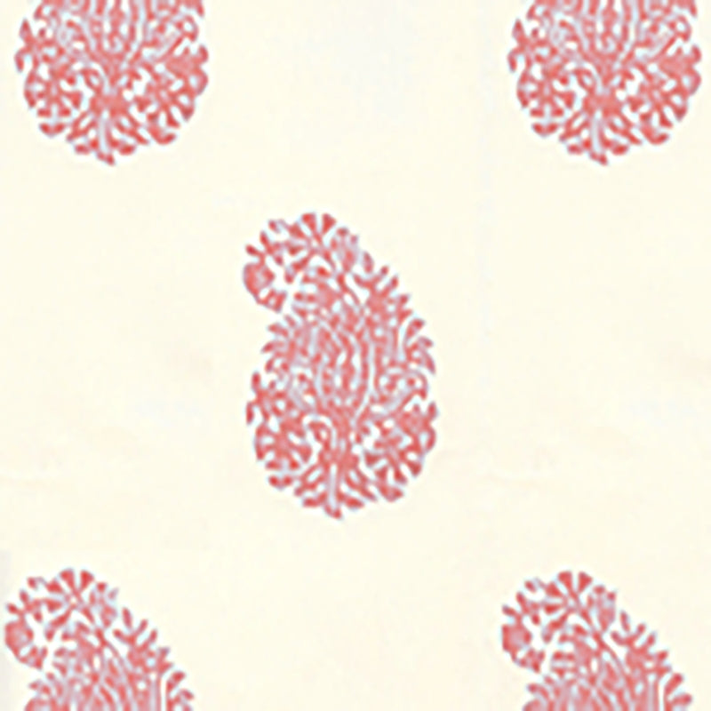 Sample 6040-04WP Bangalore Paisley, New Shrimp on Almost White by Quadrille Wallpaper