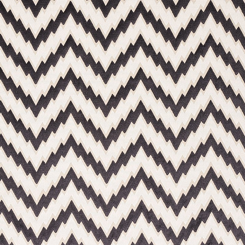 Purchase sample of 80220 Florentine Chevron Velvet, Black by Schumacher Fabric