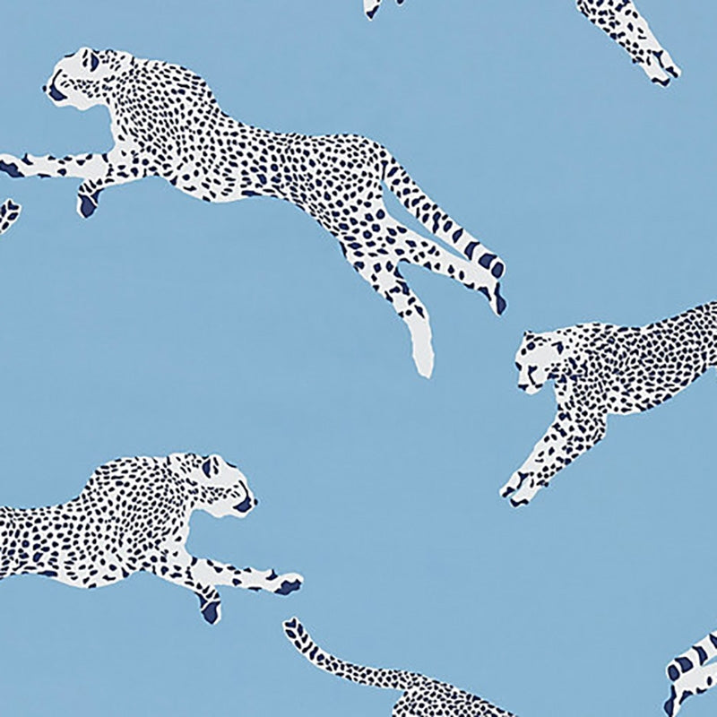 Sample SC 000416634 Leaping Cheetah Cotton Print, Cloud Nine by Scalamandre Fabric