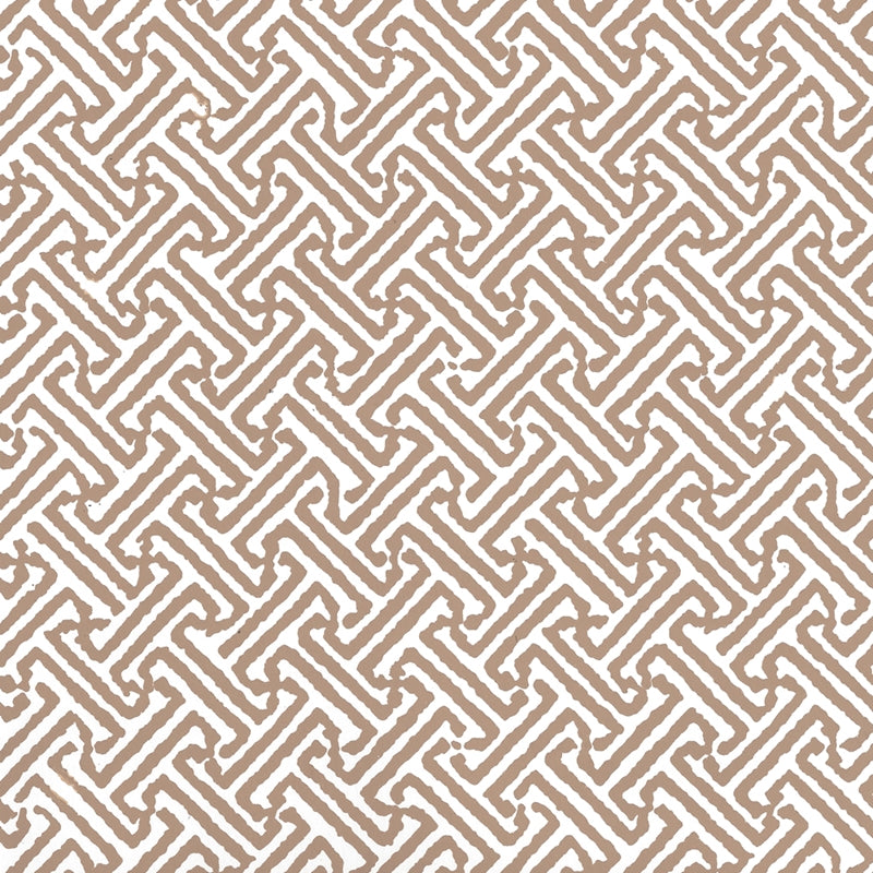 Sample 622-30 Java Petite, Camel II on White by Quadrille Wallpaper