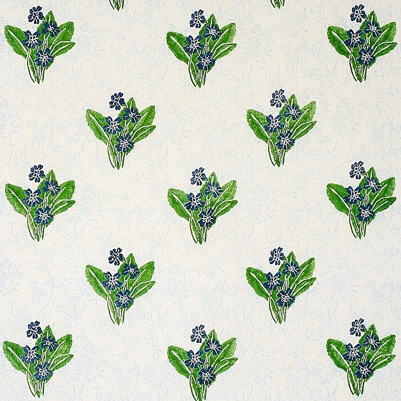 Purchase sample of 179830 Primrose Hand Block, Grass and Sky by Schumacher Fabric