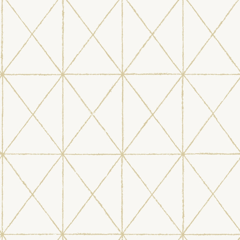 Sample NUS3577 White and Gold Get In Line, Geometric Peel and Stick Wallpaper