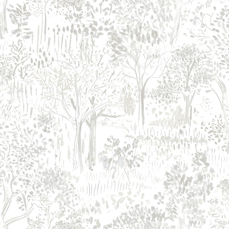 Sample 3124-13892 Thoreau, Walden Grey Forest Wallpaper by Chesapeake
