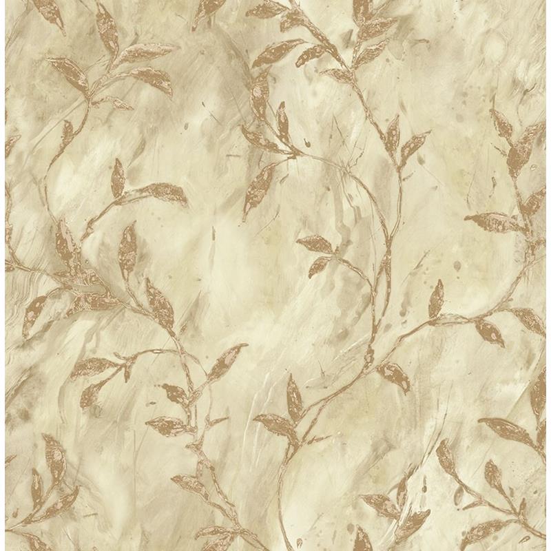 Acquire MW31207 Metalworks Brown Leaves by Seabrook Wallpaper