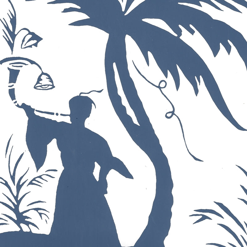Sample 6585-08WP Lyford Pagoda, Navy on White by Quadrille Wallpaper