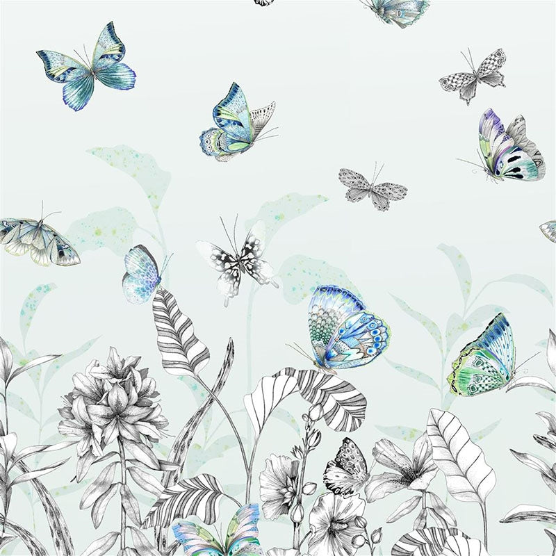 Sample PDG1058-02 Papillons Eau De Nil by Designer Guild Wallpaper