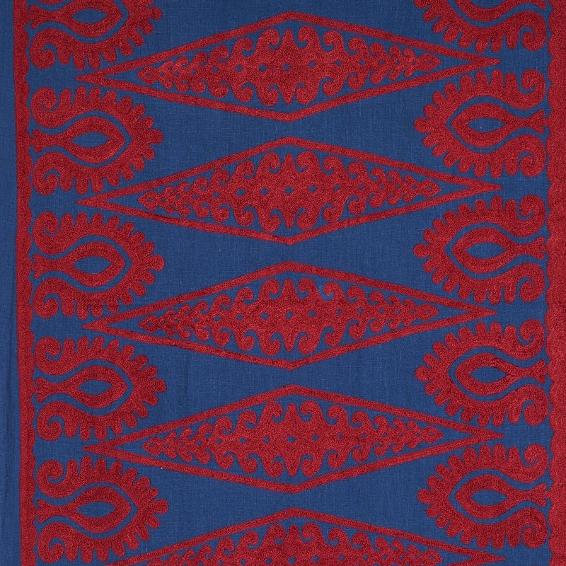 Purchase sample of 80210 Seema Embroidery, Garnet by Schumacher Fabric