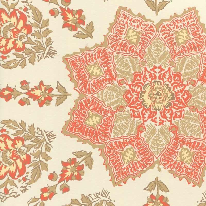 Sample HC1490W-03WP Persepolis, Melon Camel On Off White by Quadrille Wallpaper