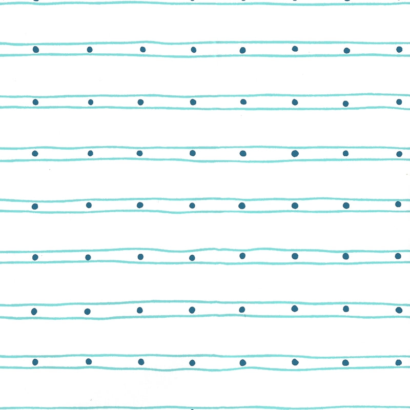 Sample AP209-06 Soho, Turquoise Navy on White by Quadrille Wallpaper