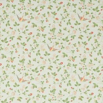 Find F1606/02 Wild Strawberry Dove Linen Animal/Insects by Clarke And Clarke Fabric