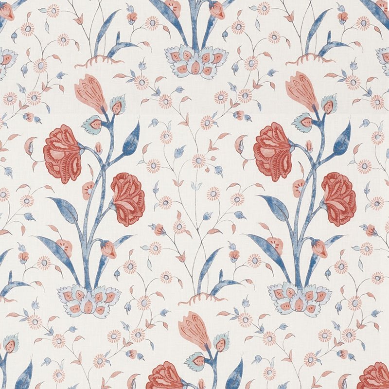 Search 178330 Khilana Floral Delft & Rose by Schumacher Fabric