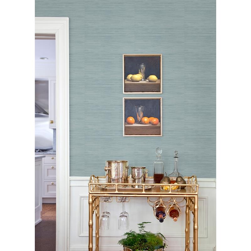 SSS4573 Society Social Sky Blue Classic Faux Grasscloth Peel &amp; Stick Wallpaper by NuWallpaper2