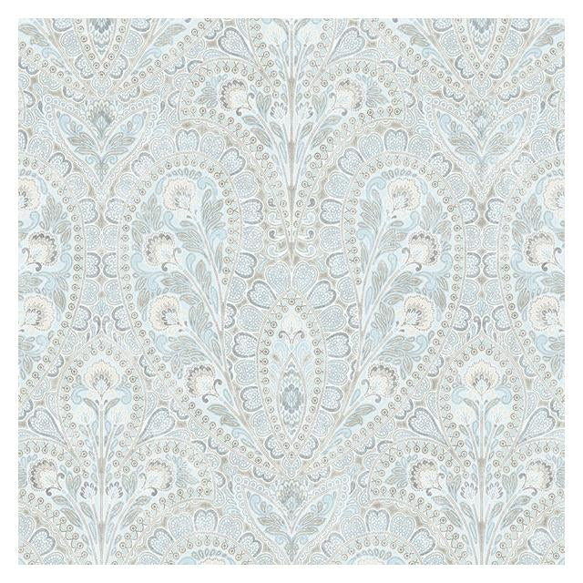 Save AF37728 Flourish (Abby Rose 4) Blue Ornamental Wallpaper in Blues & Greys  by Norwall Wallpaper
