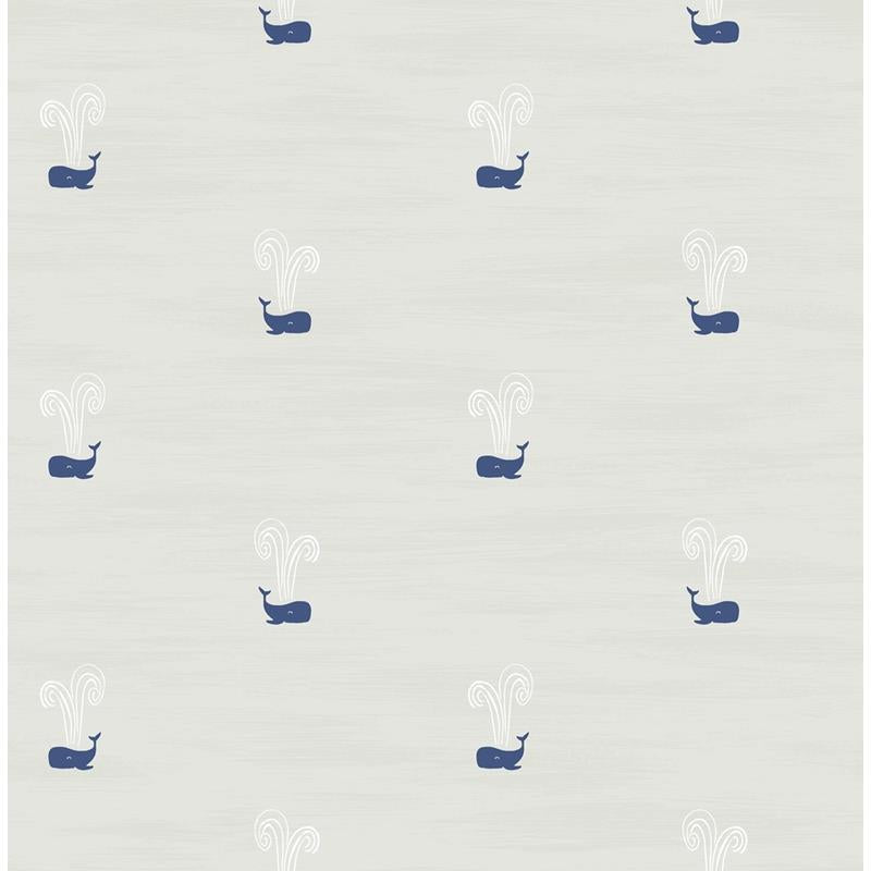 Sample DA60300 Day Dreamers, Tiny Whales Soft Gray and Navy Seabrook Wallpaper
