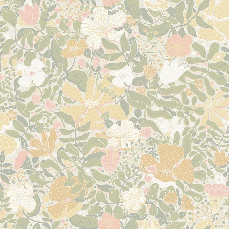 Acquire 4111-63019 Briony Midsommar Pastel Floral Medley Wallpaper Pastel A-Street Prints Wallpaper