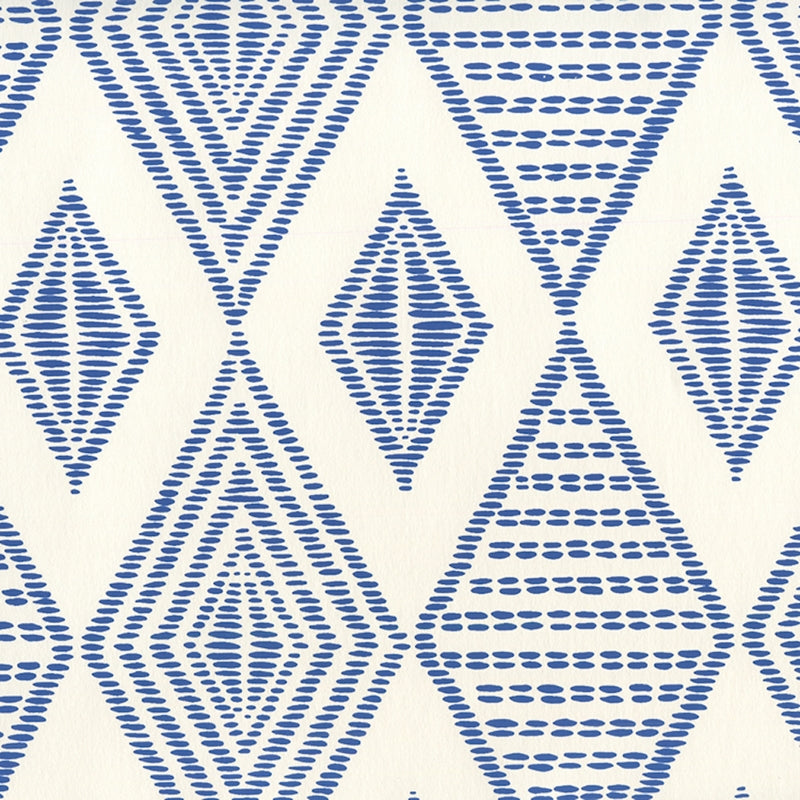 Sample AP850-09 Safari Embroidery, New Navy on Almost White by Quadrille Wallpaper