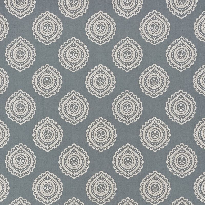 Purchase sample of 70201 Olana Linen Embroidery, Slate by Schumacher Fabric