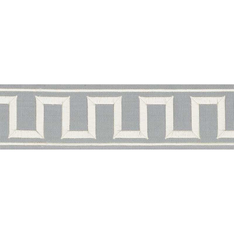 70801 | Greek Key Embroidered Tape, Sky - Schumacher Fabric