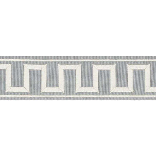 70801 | Greek Key Embroidered Tape, Sky - Schumacher Fabric