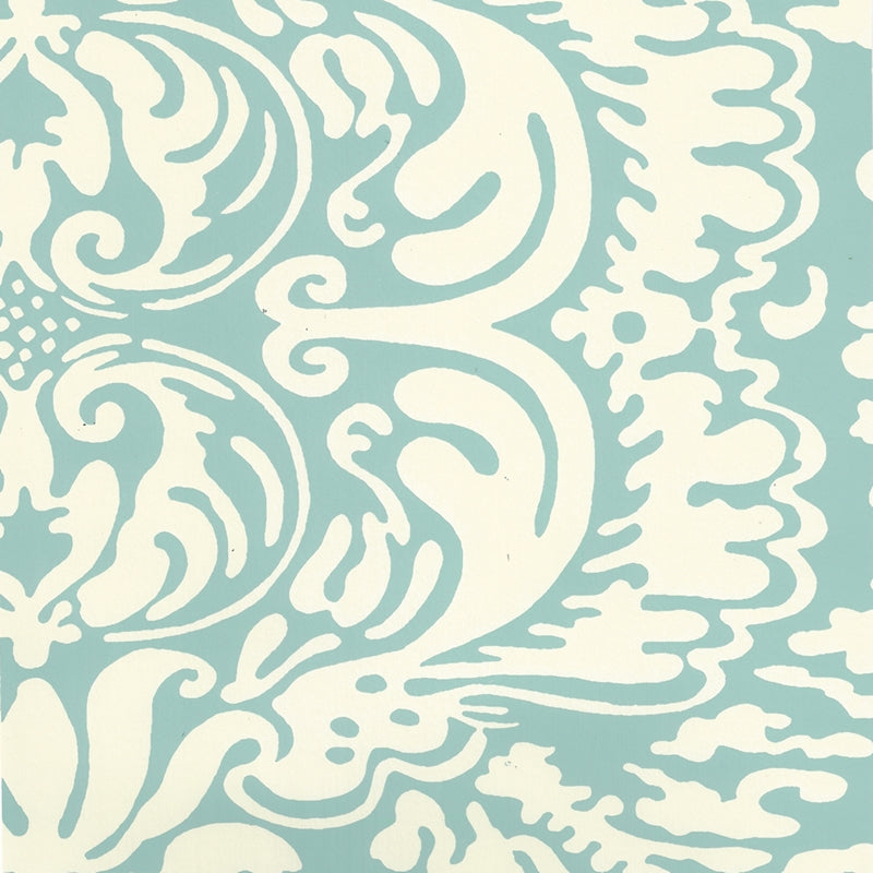 Shop 2335-03OWP San Marco Reverse Turquoise on Off White by Quadrille Wallpaper