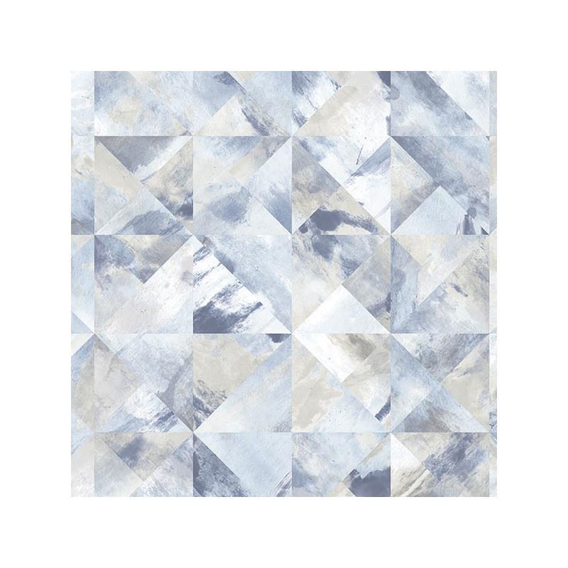 Sample FW36819 Fresh Watercolors, Blue Mosaic Wallpaper in Blue, Beige Grey by Norwall