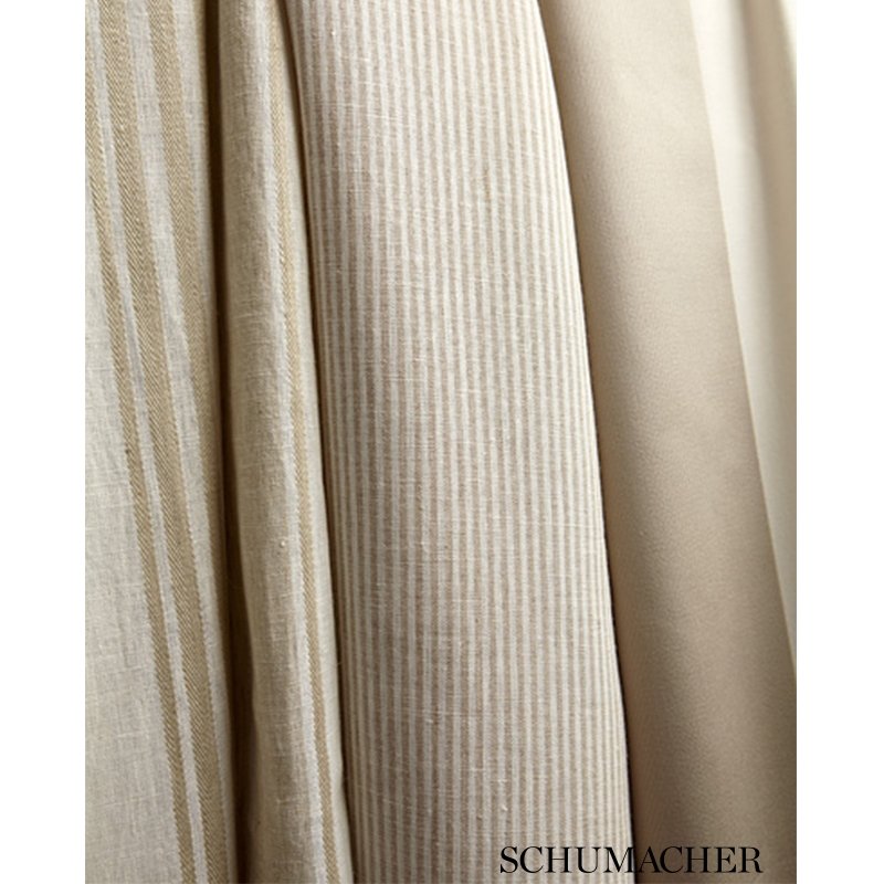 Save 66093 Schumacher Summerville Linen Stripe Dune Fabric