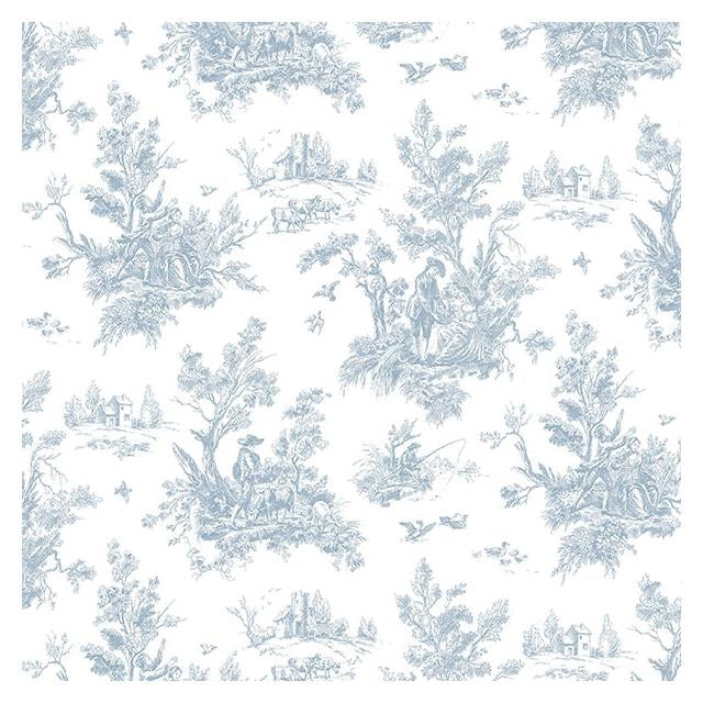 Order AB27656 Flourish (Abby Rose 4) Blue Toile Wallpaper by Norwall Wallpaper