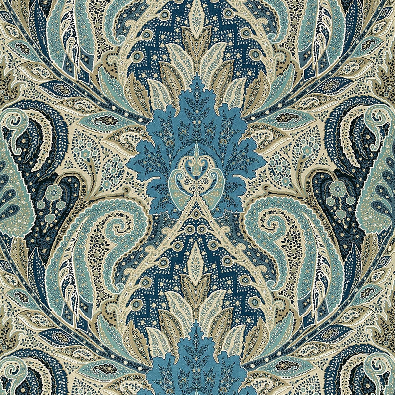 Purchase sample of 174883 Cambay Paisley Print, Azure by Schumacher Fabric